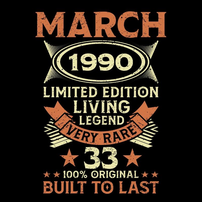 33. Geburtstag März Jahrgang 1990 Geschenkidee