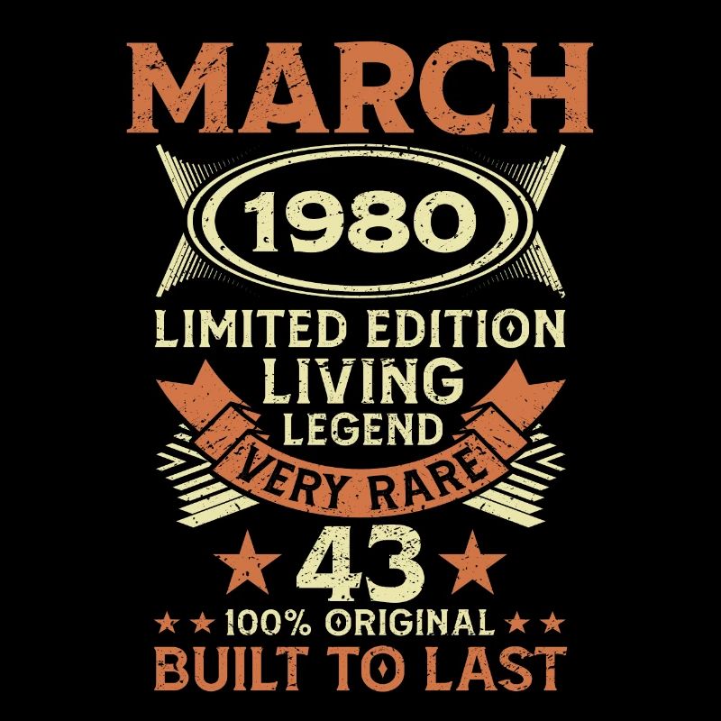 43e anniversaire Mars Né en 1980 Idée cadeau