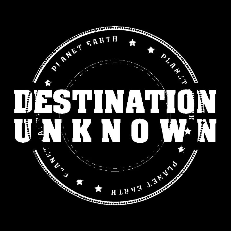 DESTINATION UNKNOWN white text