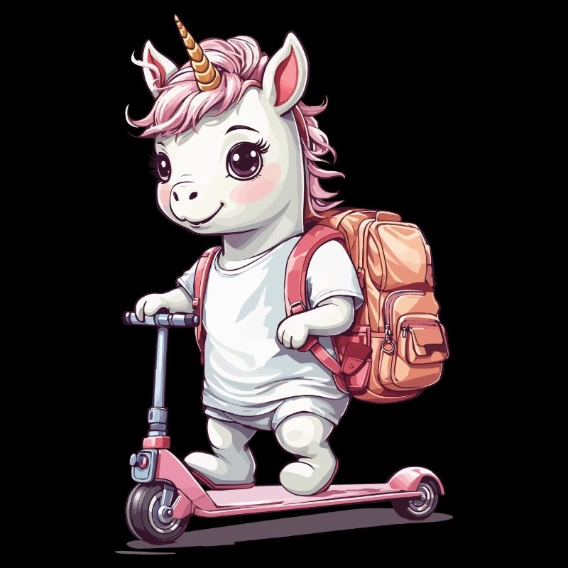 Einhorn Schüler mit Roller Design