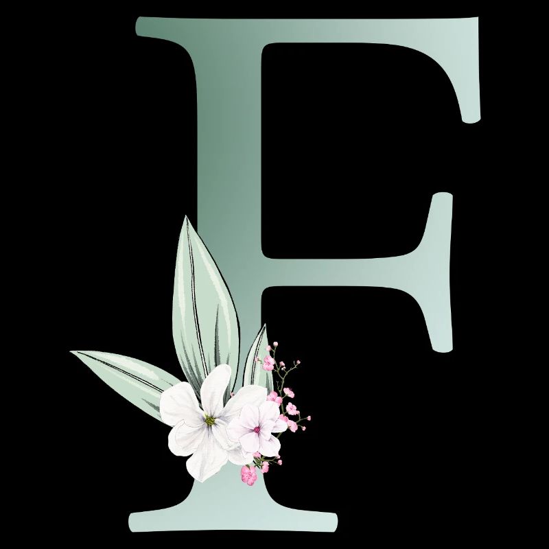 F Monogram, Floral, Customizable