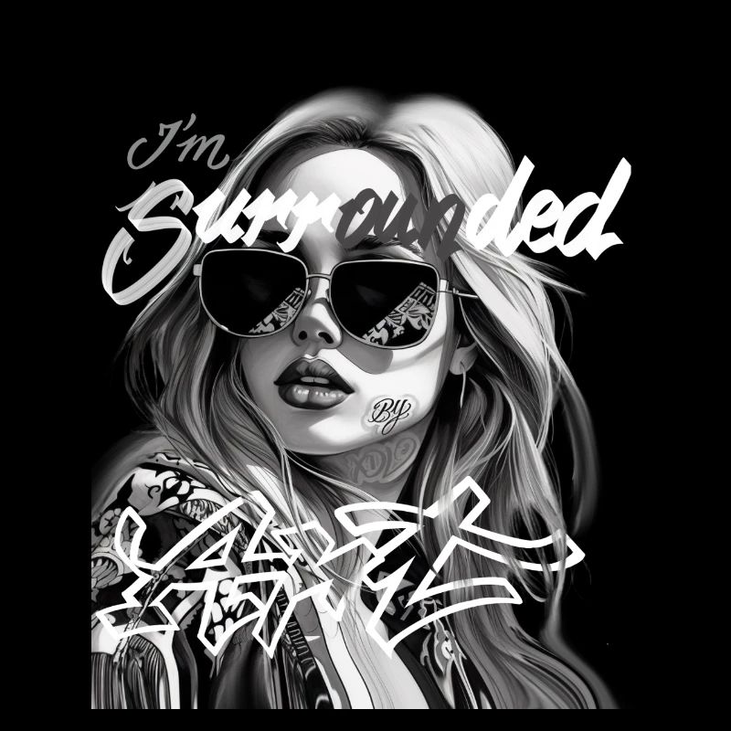 Me Surrounded by Graffiti Black and White