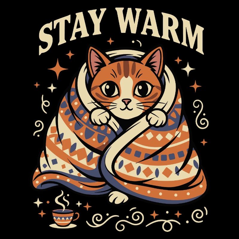 Motif du chat câlin Reste au chaud