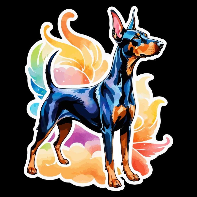 Dobermann Wasserfarben