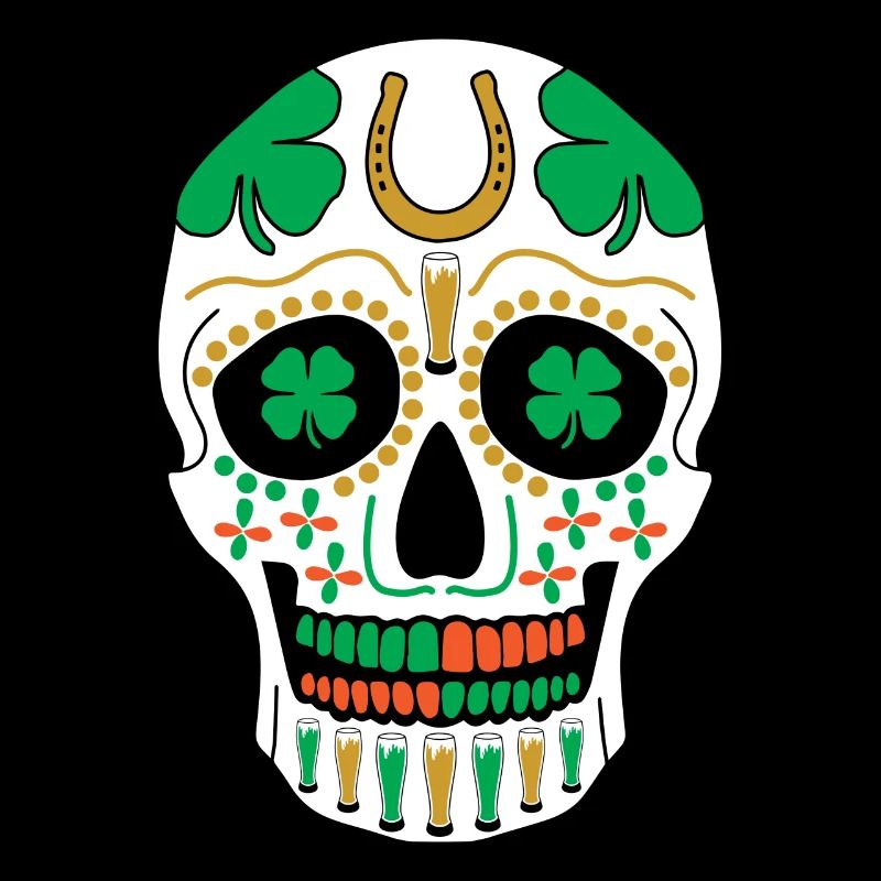 St. Patricks Day Sugar Skull Shamrock Bier Parade
