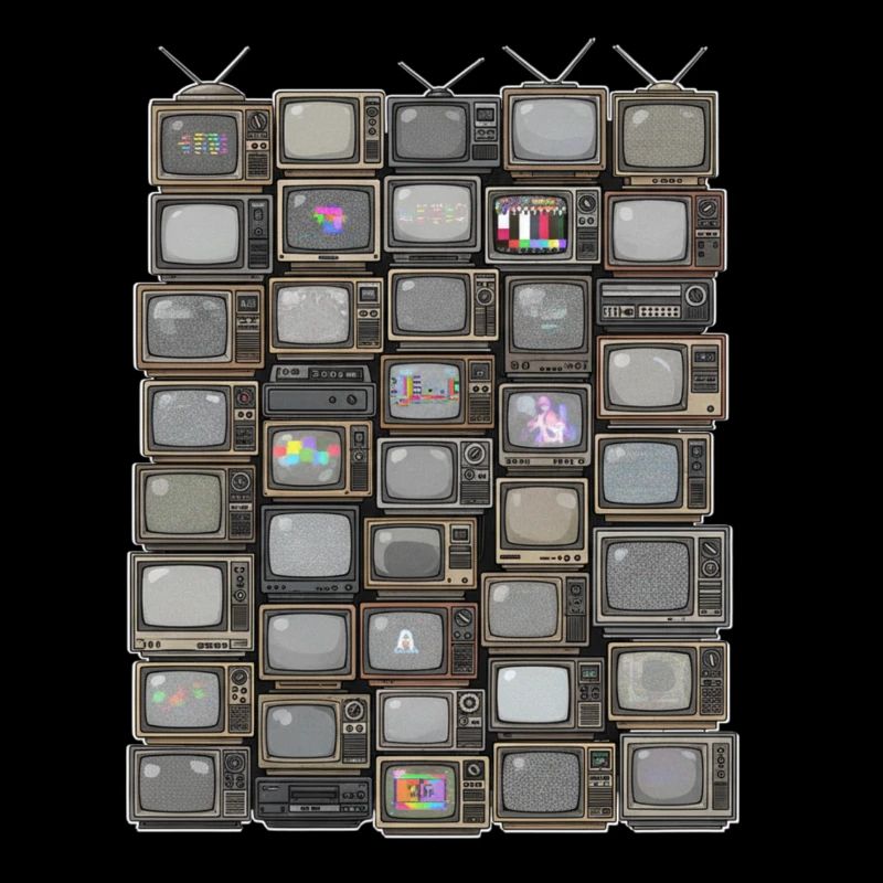 Retro Fernseh-Stack Collage