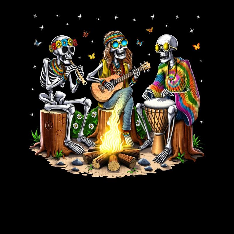 Hippie Skelette Camping