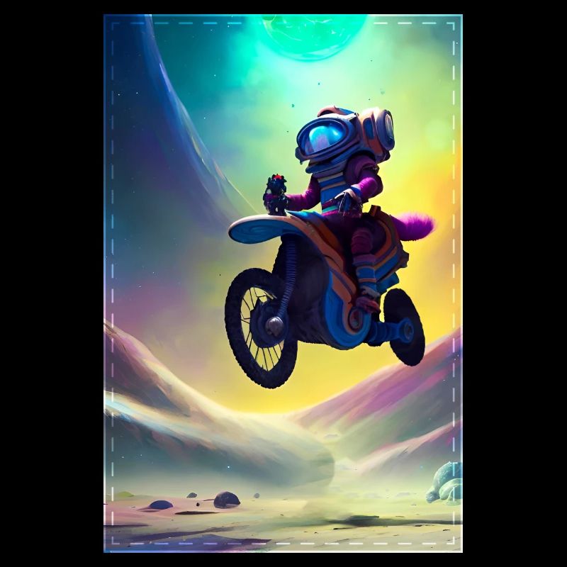 Space Motorcycle travelling through the Universe