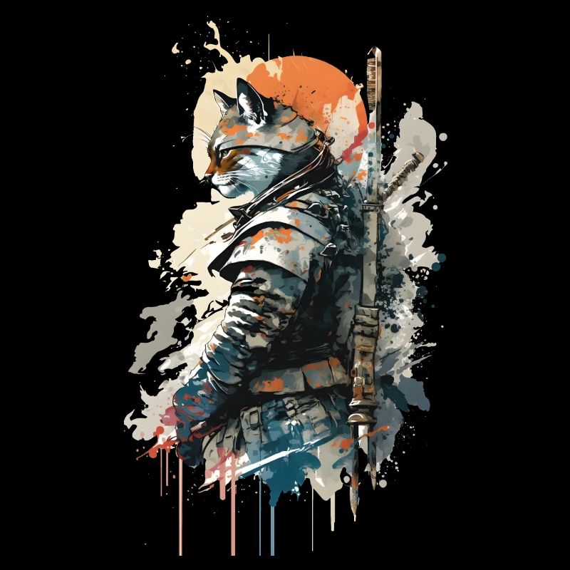 Samurai-Katze trägt eine Uniform