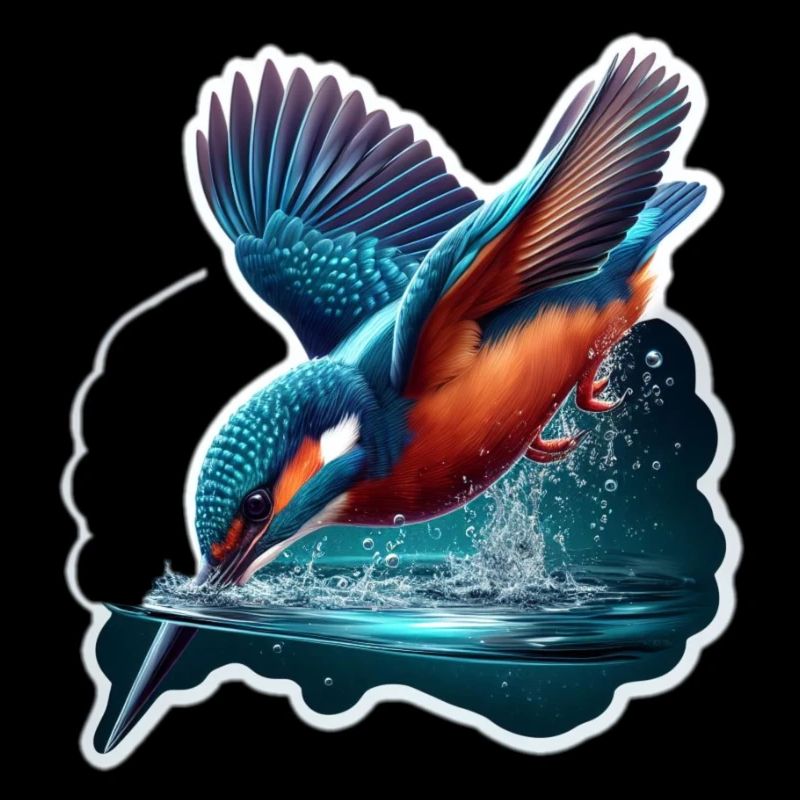 Eisvogel taucht in Wasser ein