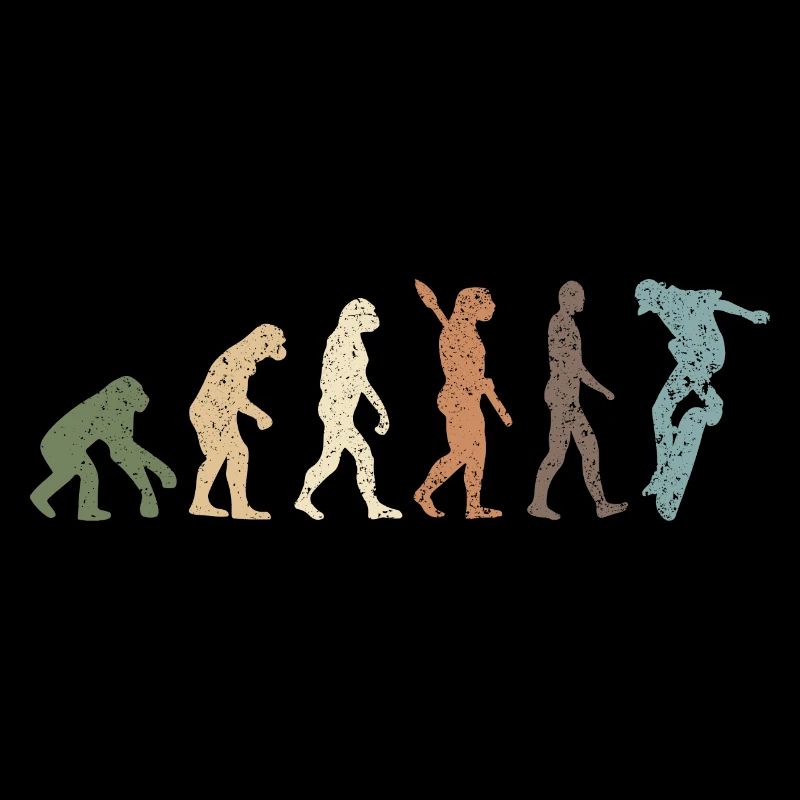 Funny Retro Evolution Of Man Skateboard