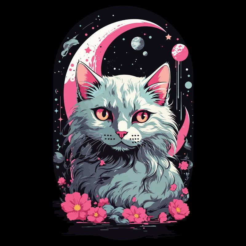 Gothic Pastel Magic Cat Night Aesthetic