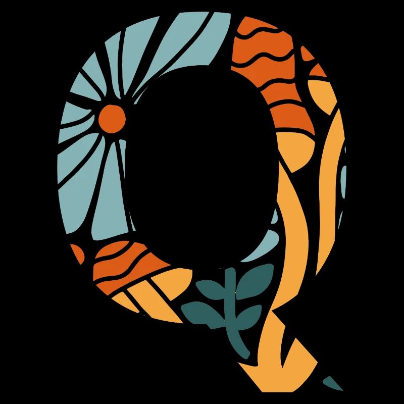 Buchstabe q Blumen groovy Geschenkidee