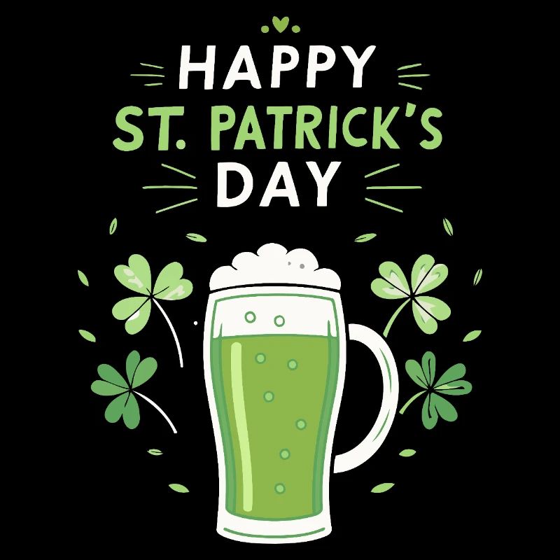 Verre vert Saint-Patrick et trèfles