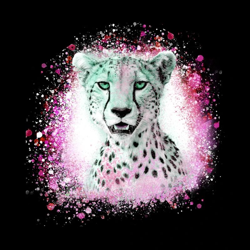 léopard, chat, chat sauvage, graffiti, peinture, rose