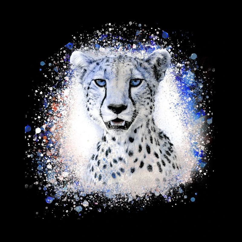 leopard, cat, wildcat, graffiti, painting,blue
