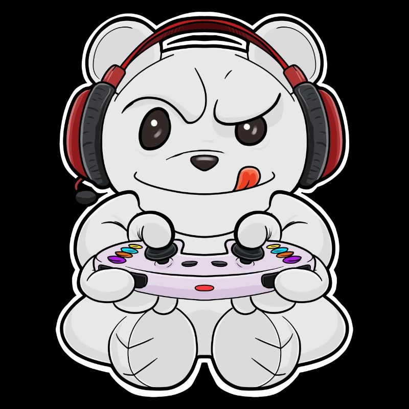 Polar Bear With Gaming Controller I Funny Gaming