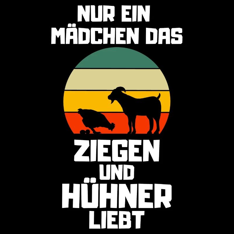 Bauernhof Tier Geschenk Retro Mädchen Hühner Ziege