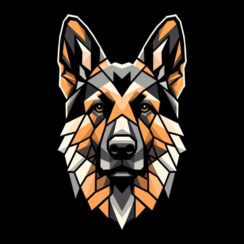 Deutscher Schäferhund Hundekopf Geometrie Polygon Kunst