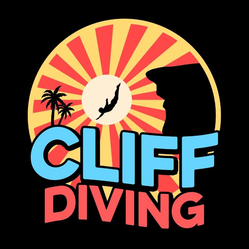 Retro Graphic Cliff Diver Cliff Diving Tombstoning