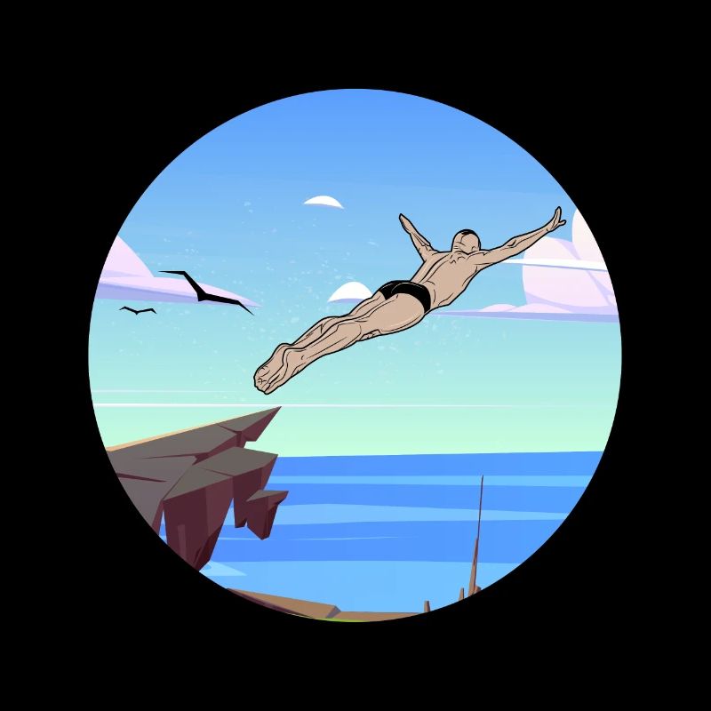 Retro Graphic Cliff Diver Cliff Diving Tombstoning