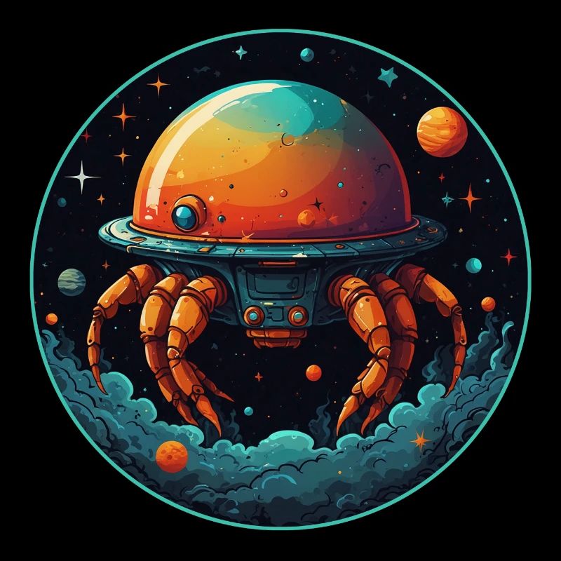 Imaginative whimsical crab spaceship