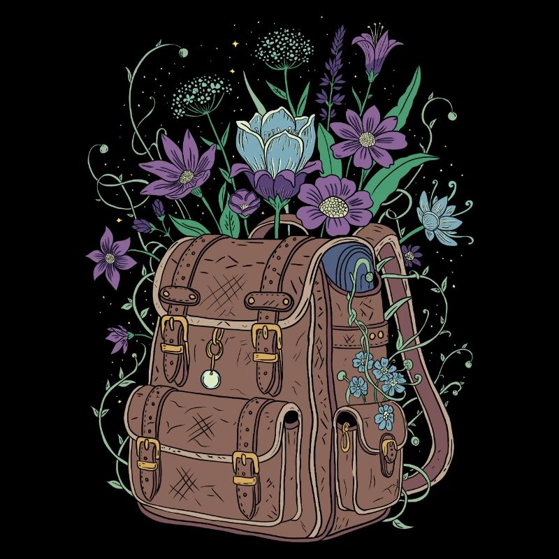 Backpack with flowers