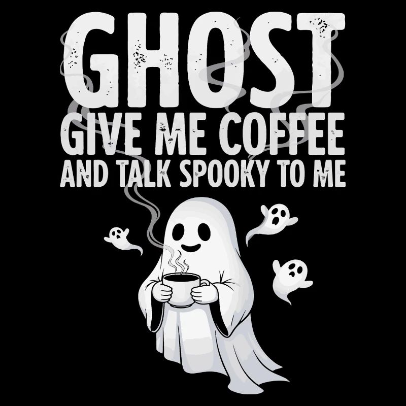 Spooky Coffee Ghost Illustration