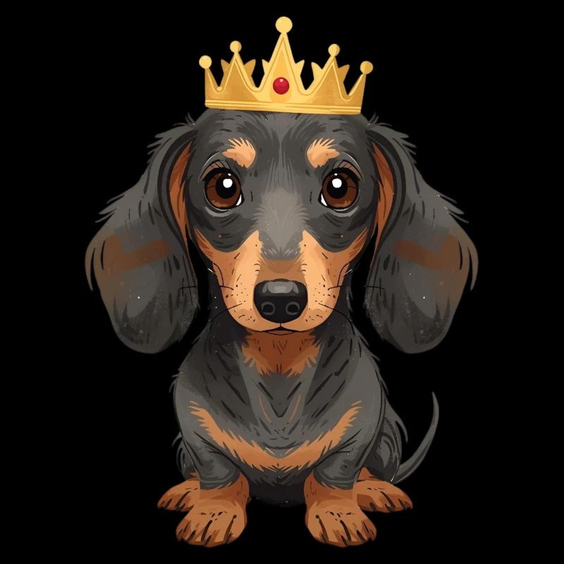 Petit teckel avec couronne design mignon