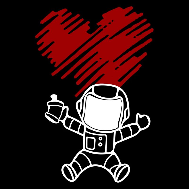 Kleiner Astronaut mit Herz Graffiti