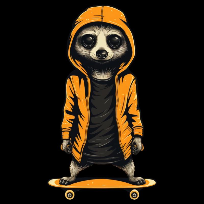 Erdmännchen skatet auf Skateboard