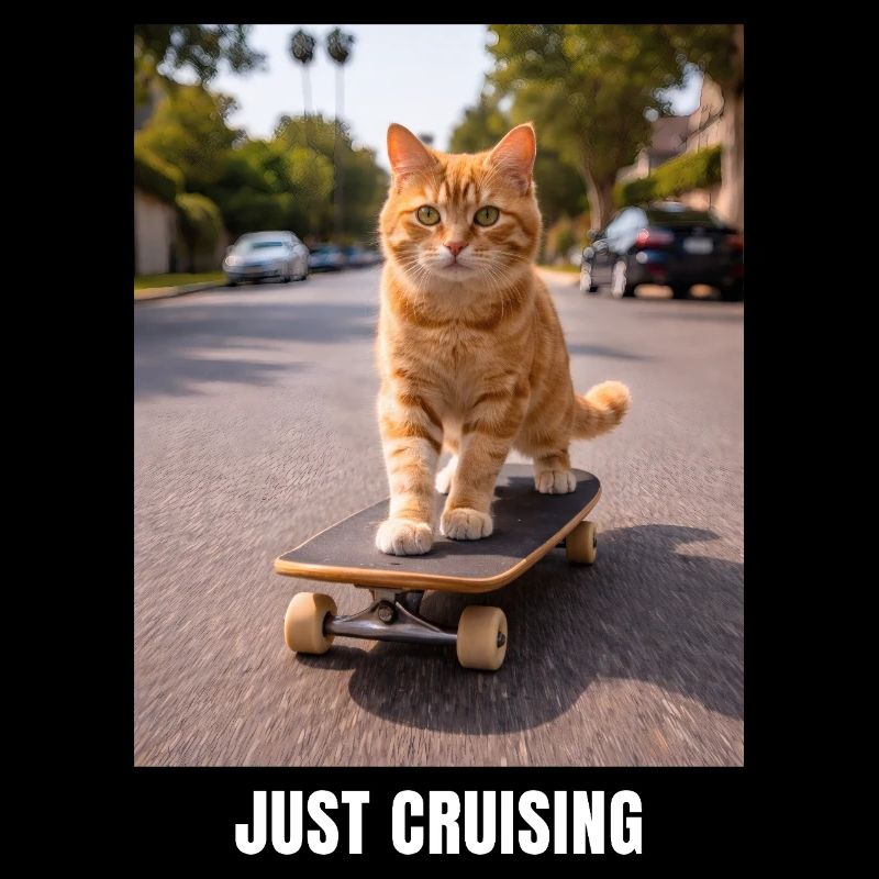 Juste un meme de chat en skateboard