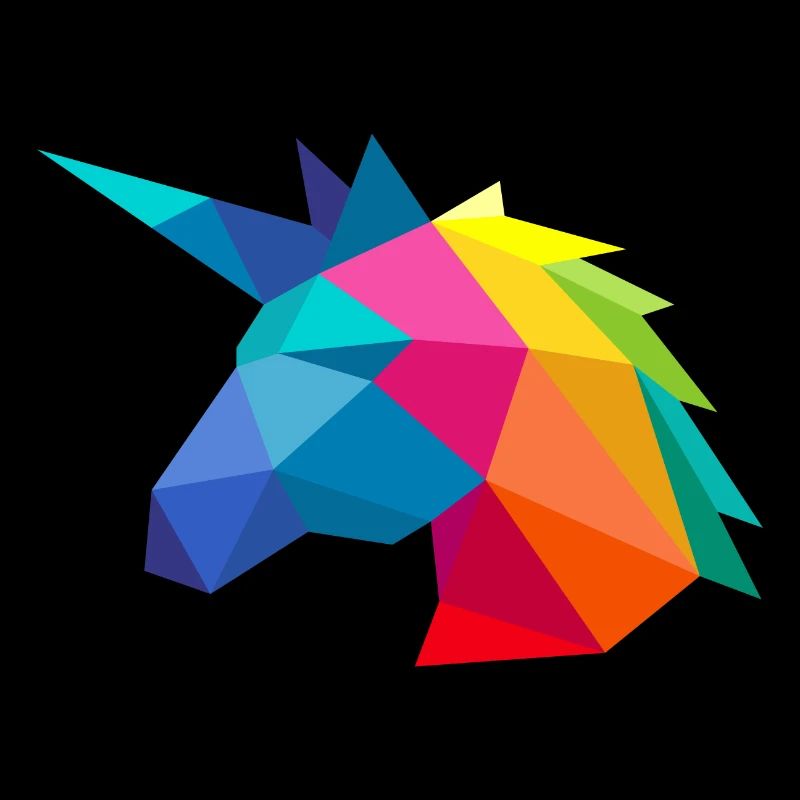 Einhorn minimalistisch in Regenbogenfarben