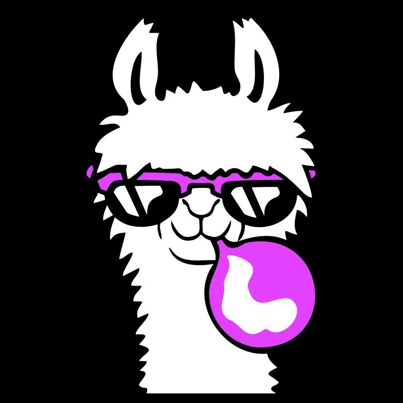 Llama chewing gum bubble bubble blowing alpaca