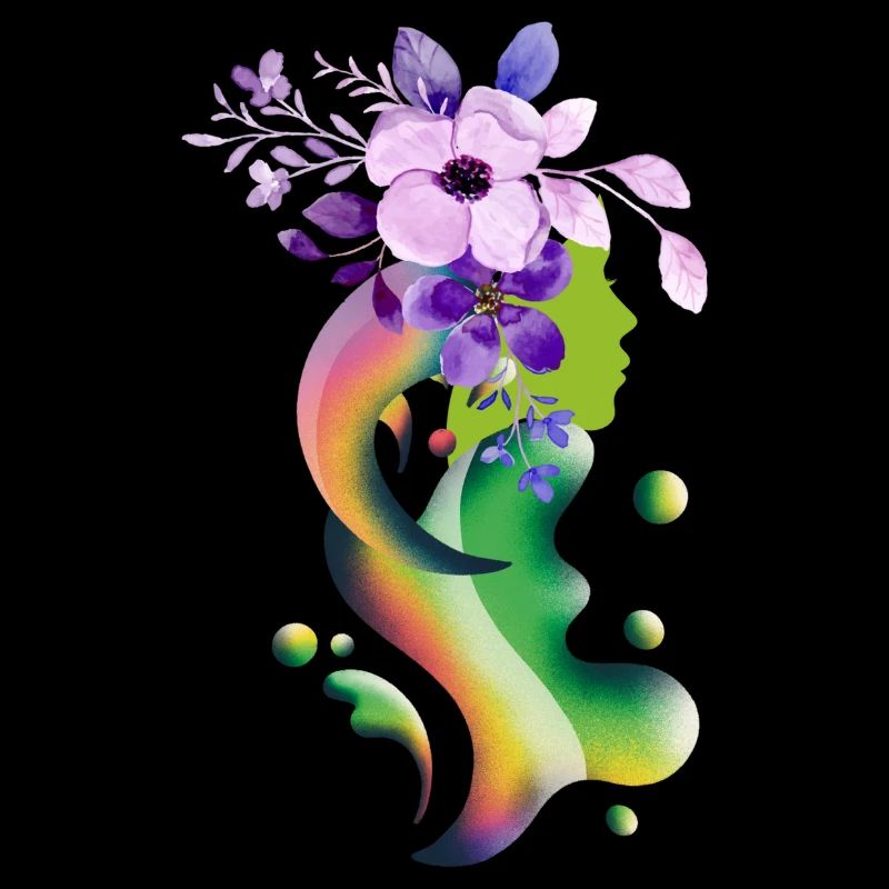 Ein Mädchen mit Blumen Schwebendes Mädchen