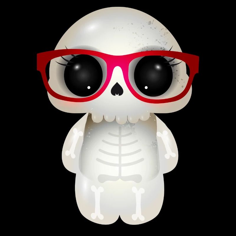 niedlicher Skull mit roter Nerd Brille