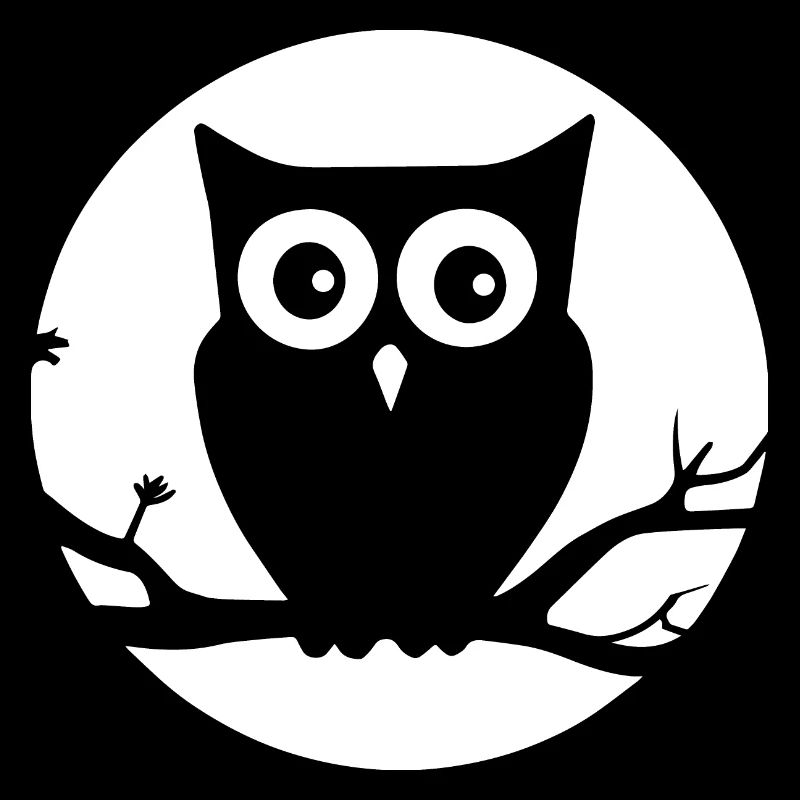 Hibou assis sur une branche devant la lune