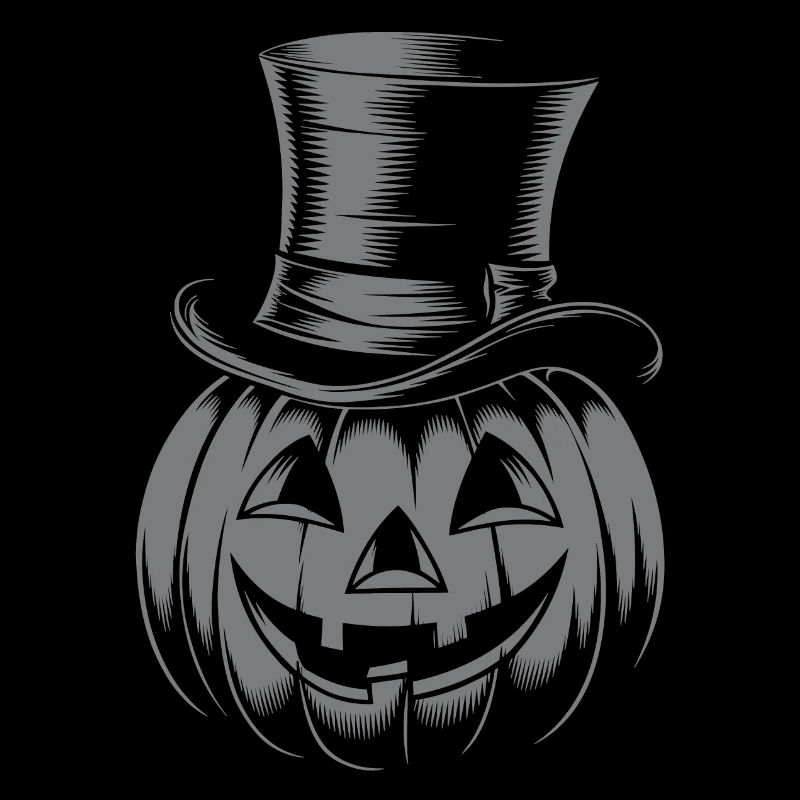 Halloween pumpkin with top hat line drawing