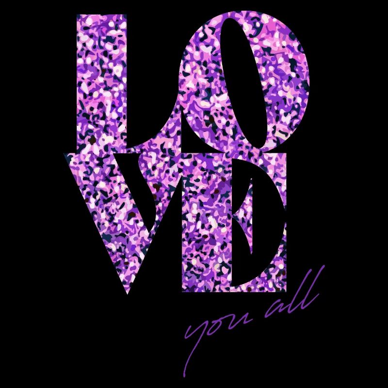 Violet paillettes amour affirmation design