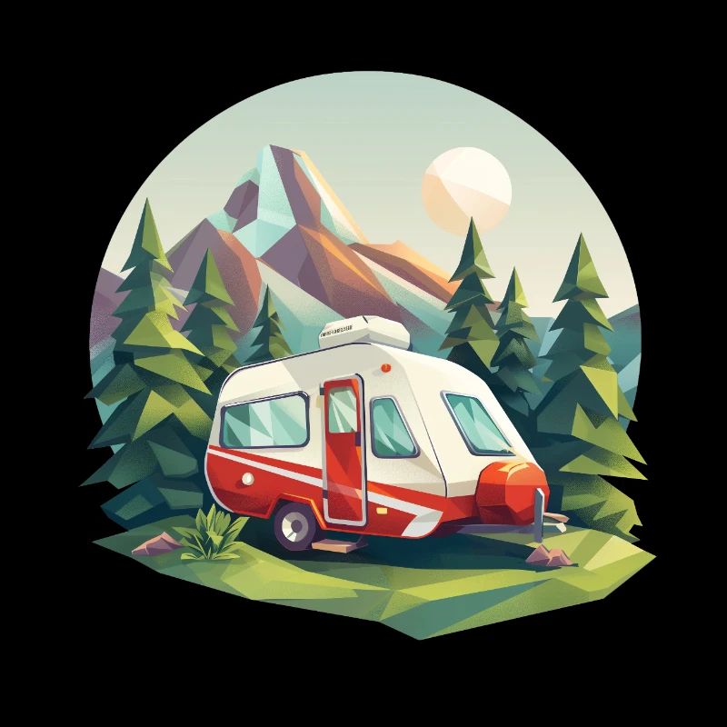 Camping à l’ancienne – Moderne dans un look low poly