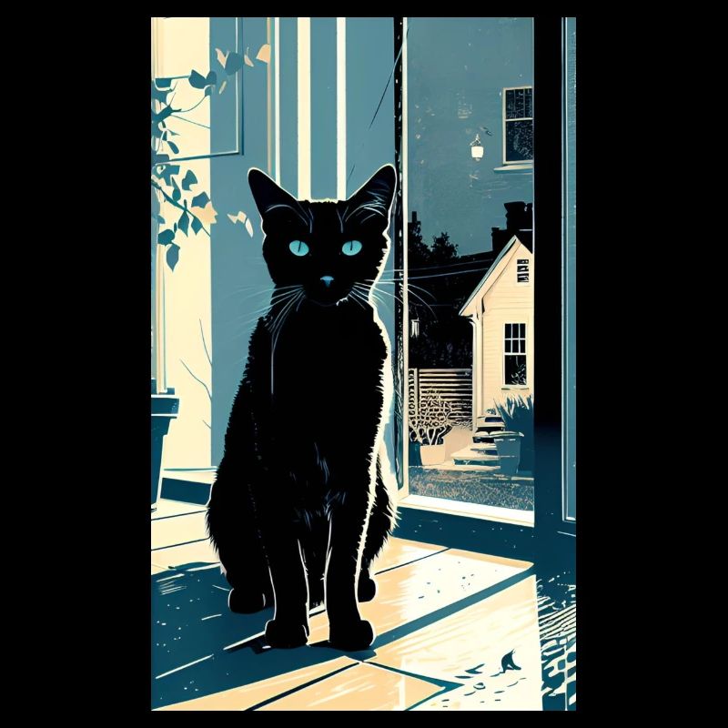 Domestic short haired cat during night