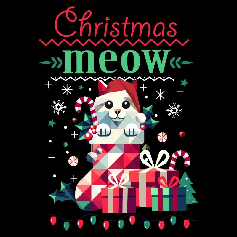 Chat espiègle en bas - Style de Noël laid