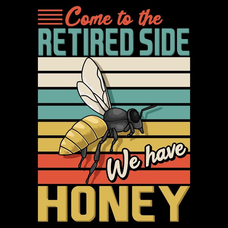 Retired Side Honey Funny Bee Retro Sunset Design