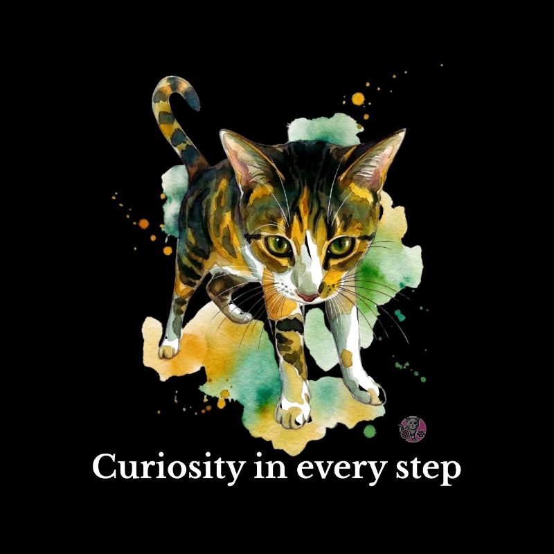 Curious Cat Watercolor Steps