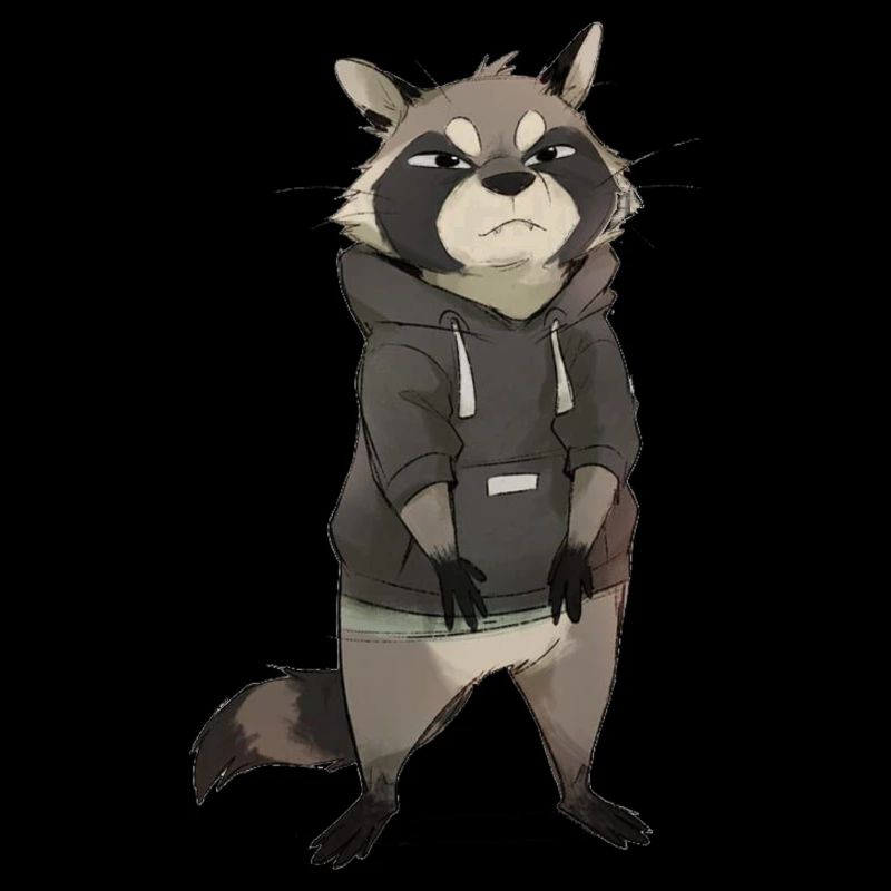 Raccoon with sweatshirt