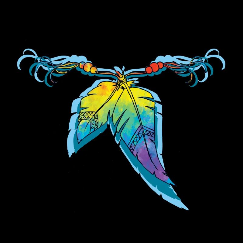 Boho Style rainbow feathers