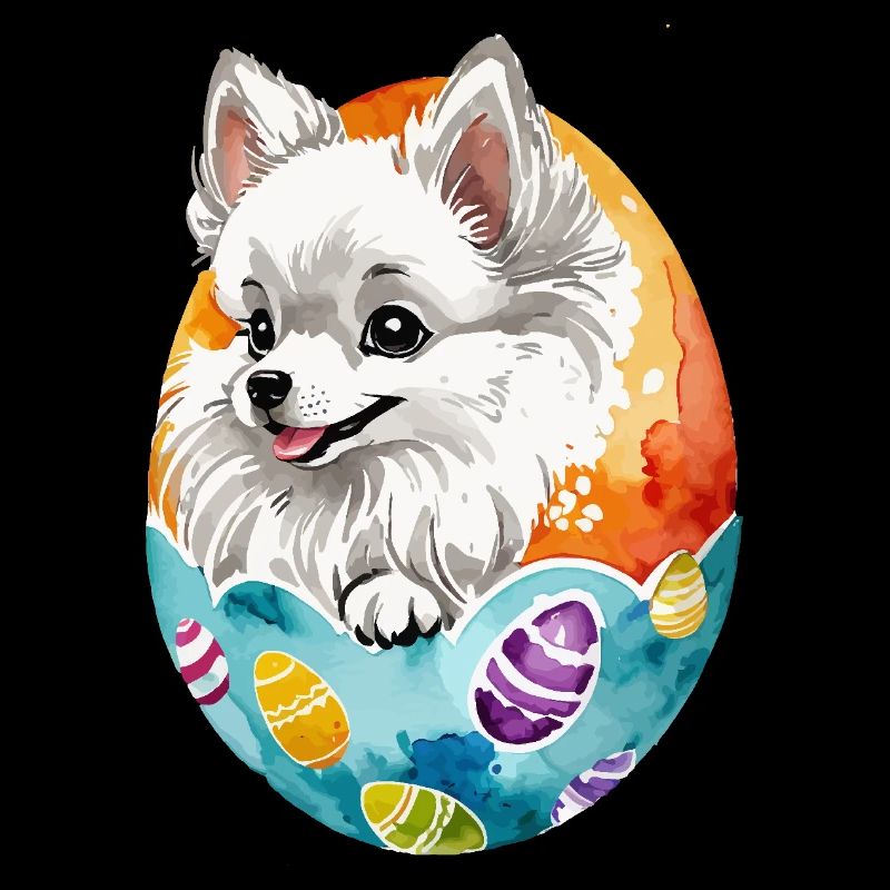 Zwergspitz Pomeranian Ostern Wasserfarben