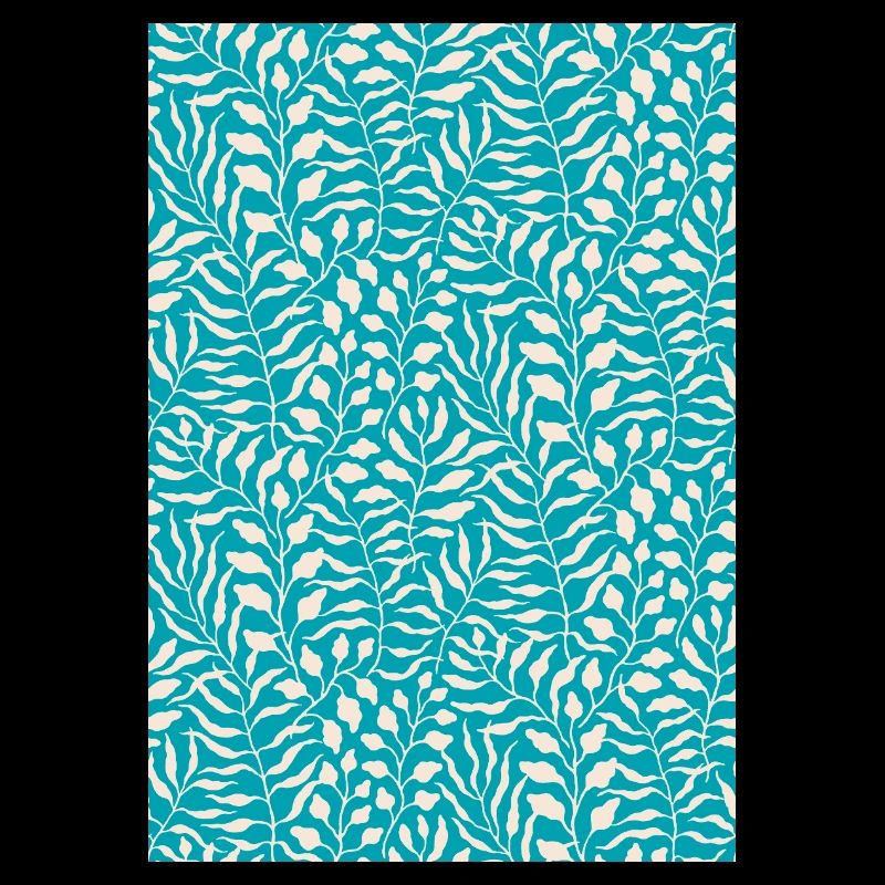 Blue Palm Leaf Design