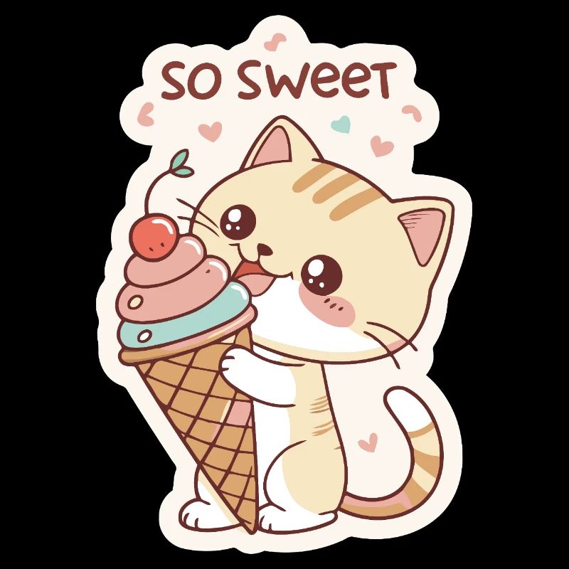 Chat gourmande et cornet pastel