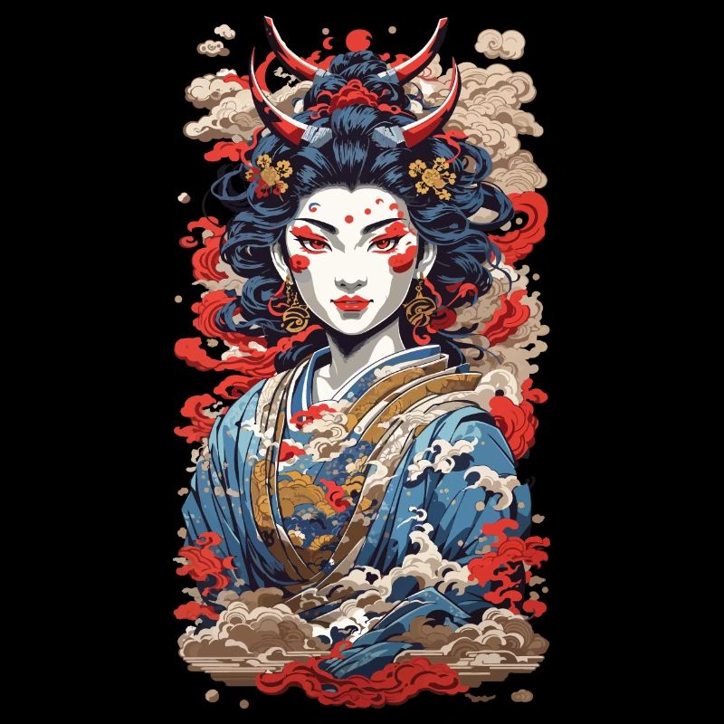 Geisha Dämon retro Ukiyo-E Japan Stil